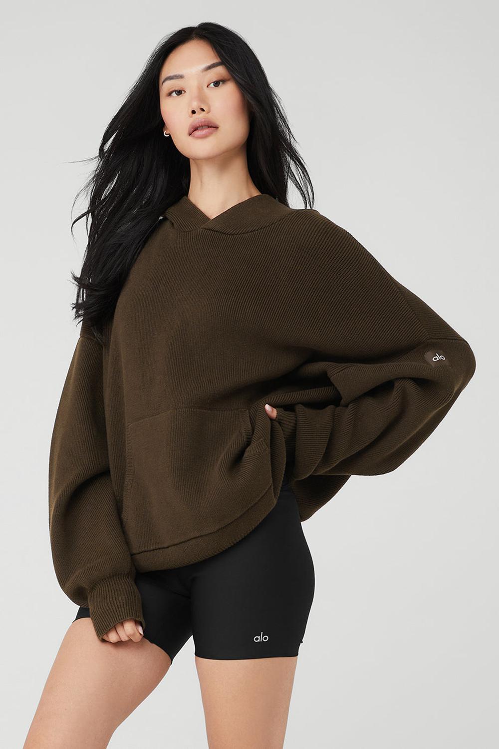 Suéteres Alo Yoga Scholar Hooded Mujer Espresso | España  HXTE-13260