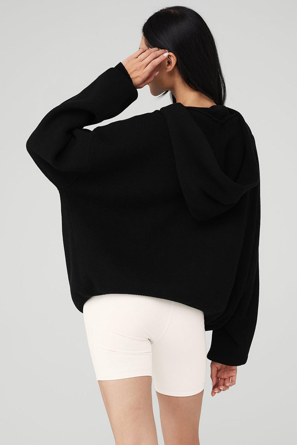 Suéteres Alo Yoga Scholar Hooded Mujer Negras | España  YUJR-42130