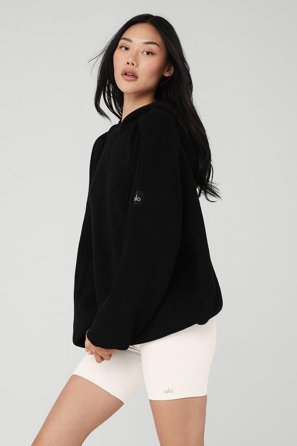 Suéteres Alo Yoga Scholar Hooded Mujer Negras | España  YUJR-42130