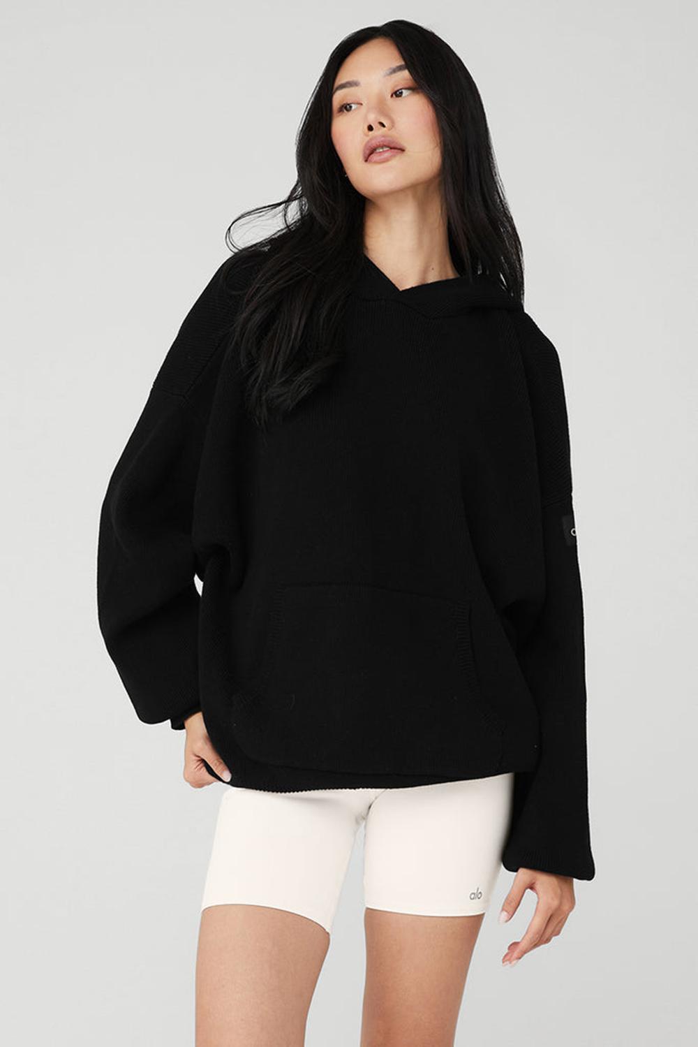 Suéteres Alo Yoga Scholar Hooded Mujer Negras | España  YUJR-42130