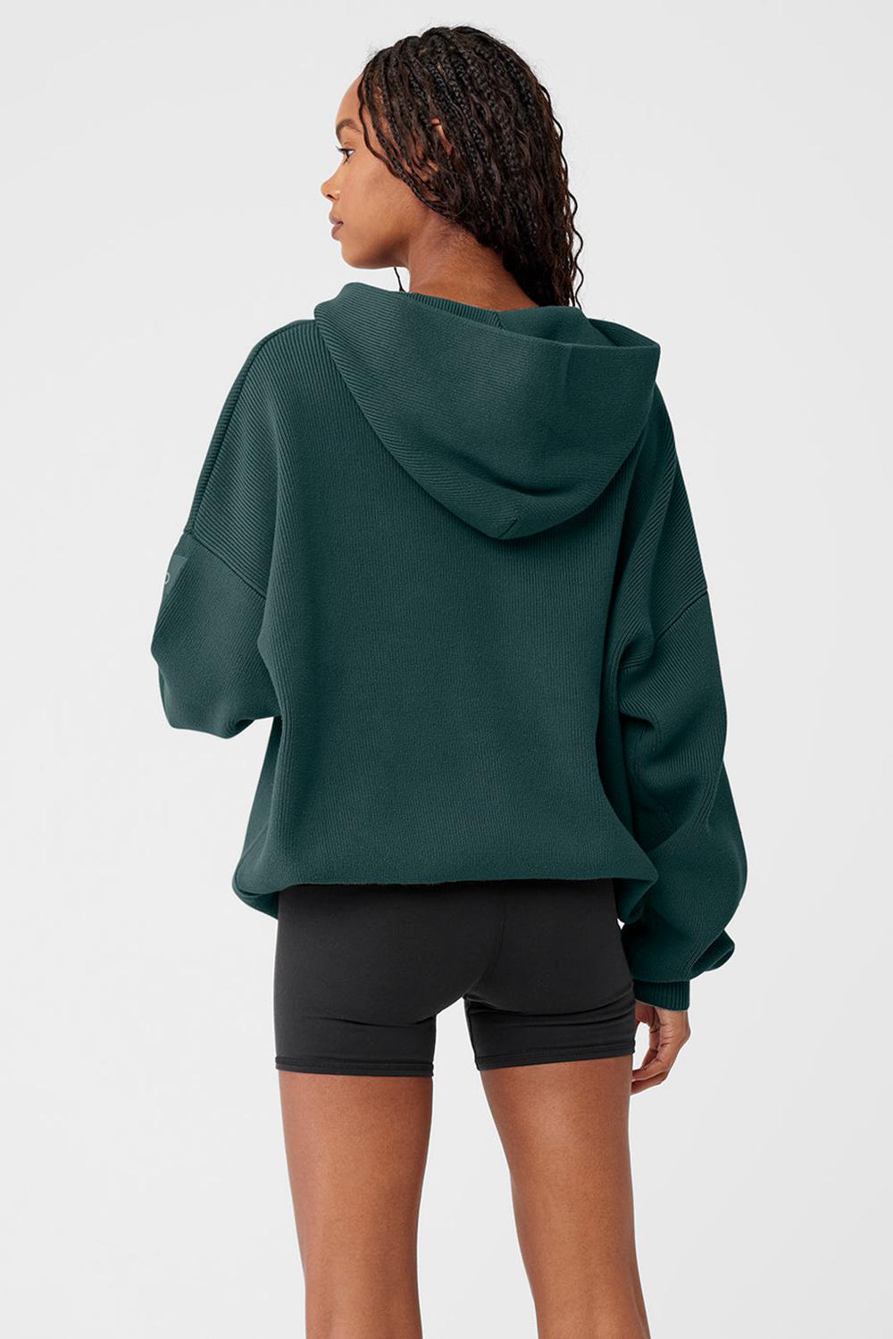 Suéteres Alo Yoga Scholar Hooded Mujer Verde | España  HOGC-60475