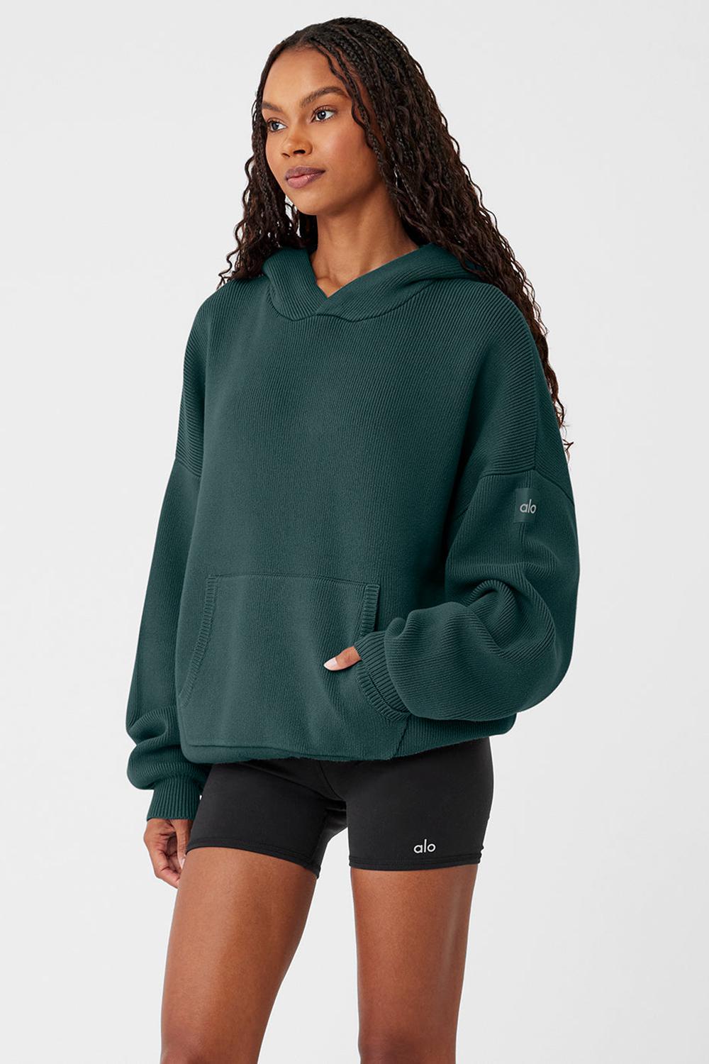 Suéteres Alo Yoga Scholar Hooded Mujer Verde | España  HOGC-60475