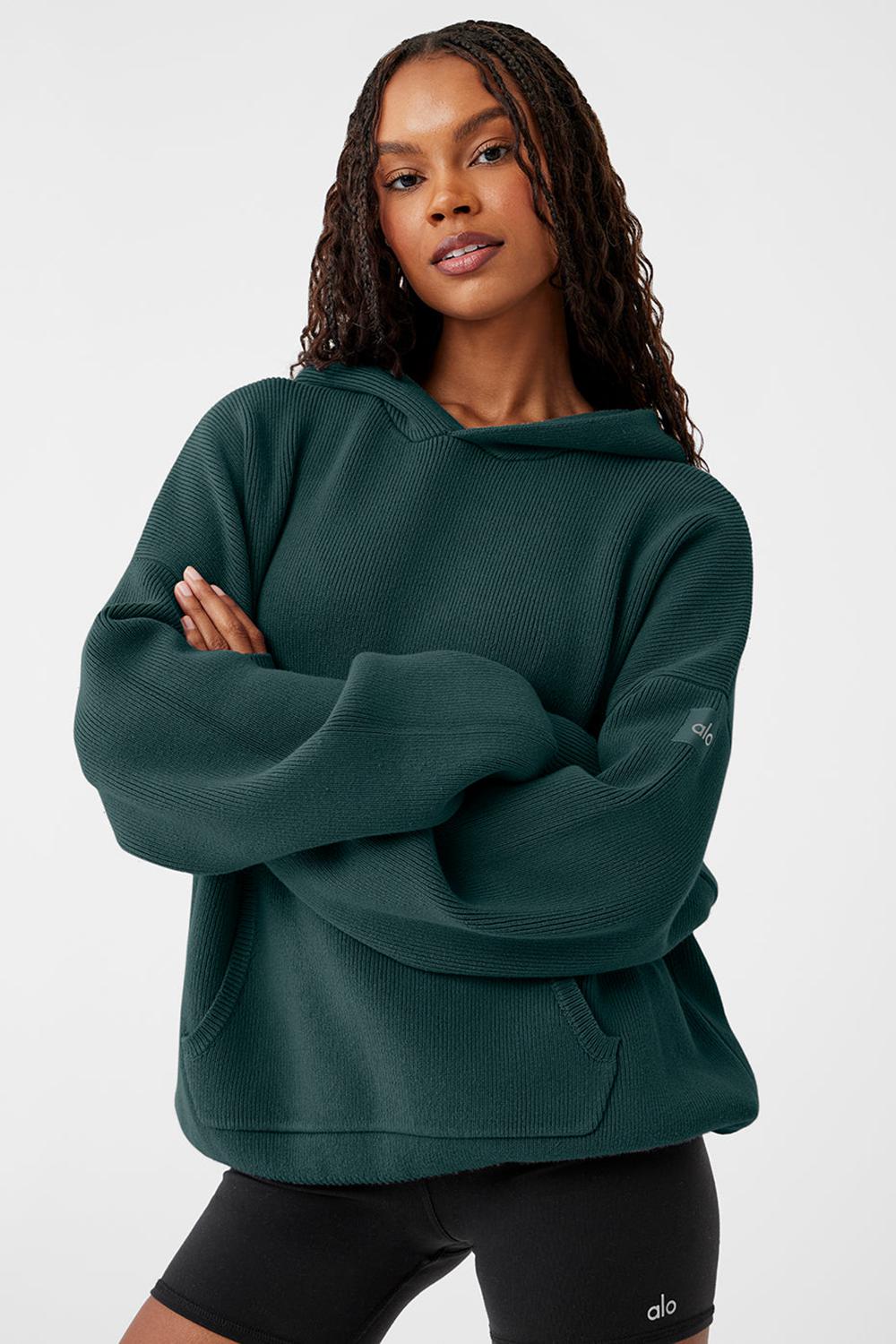 Suéteres Alo Yoga Scholar Hooded Mujer Verde | España  HOGC-60475