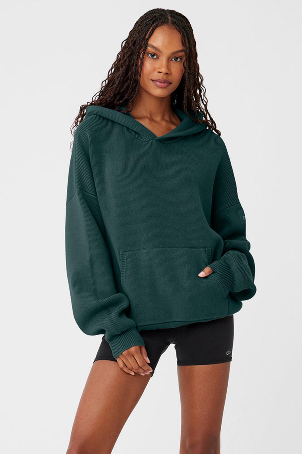 Suéteres Alo Yoga Scholar Hooded Mujer Verde | España  HOGC-60475