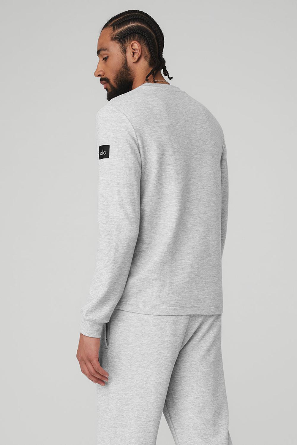 Tops Alo Yoga Micro Waffle Fast Break Henley Hombre Gris | España  MNIX-19053