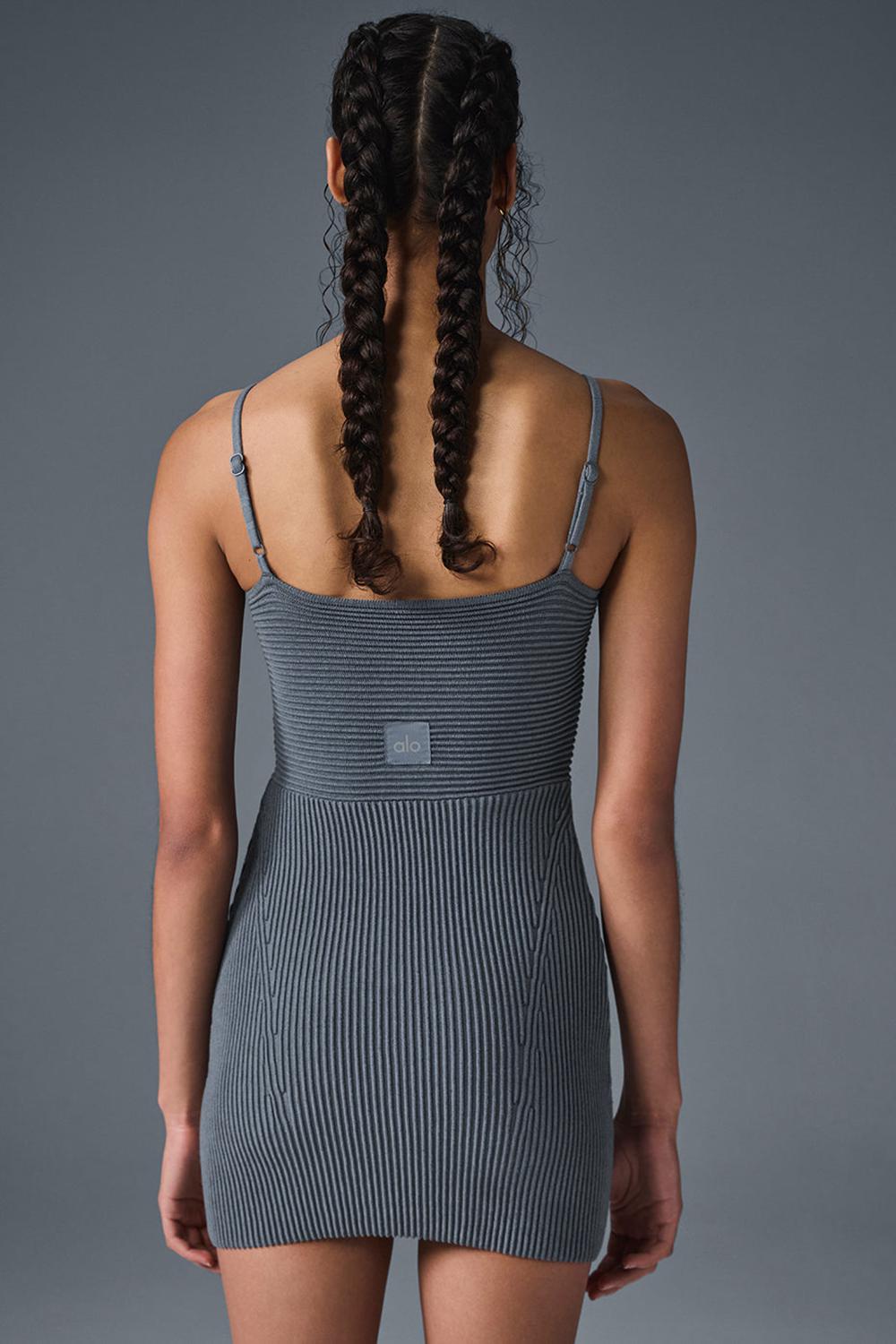 Vestido Alo Yoga Denim Knit Mini Mujer Gris | España  AUCX-40895