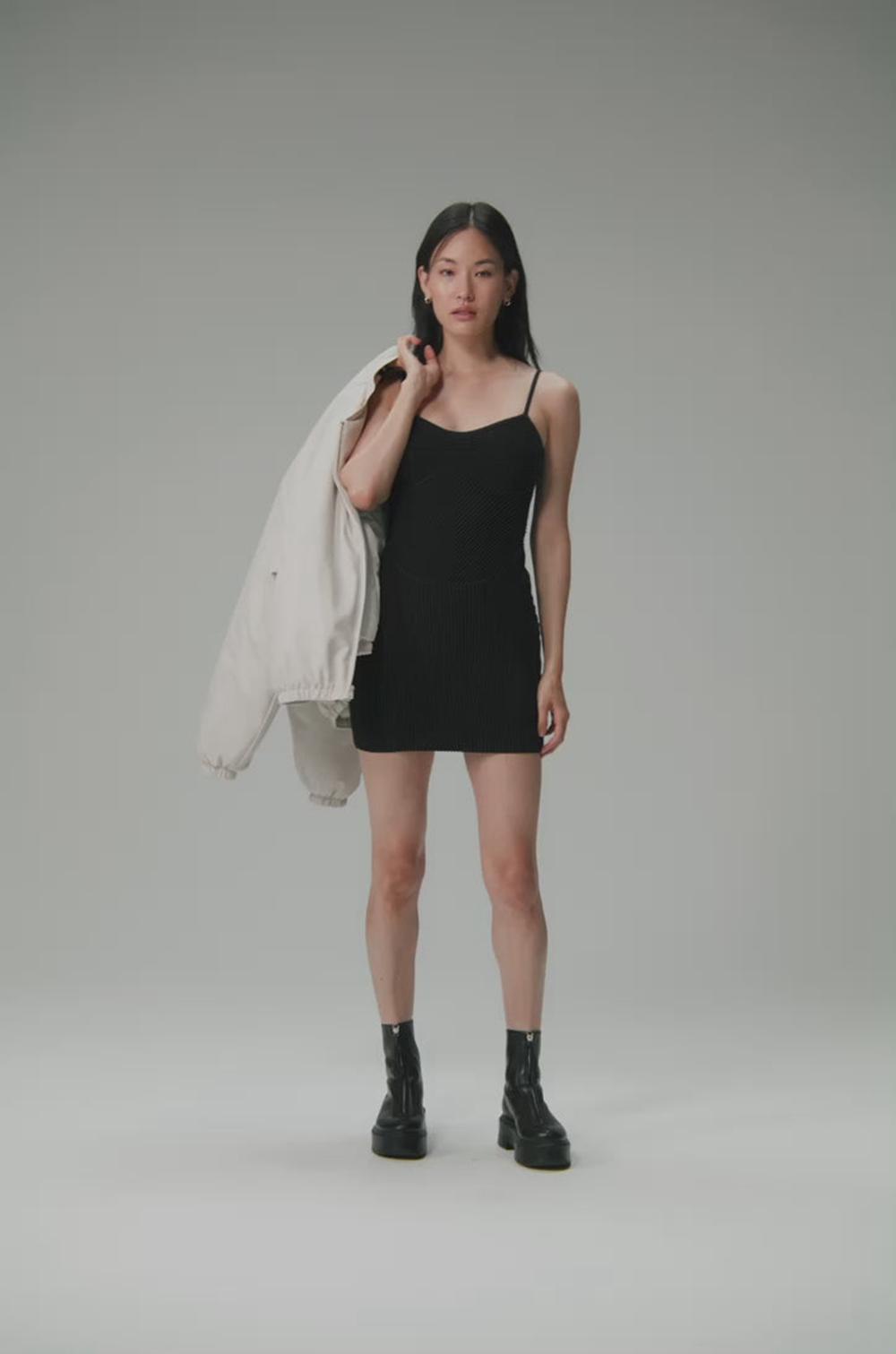 Vestido Alo Yoga Denim Knit Mini Mujer Negras | España  PALY-49610
