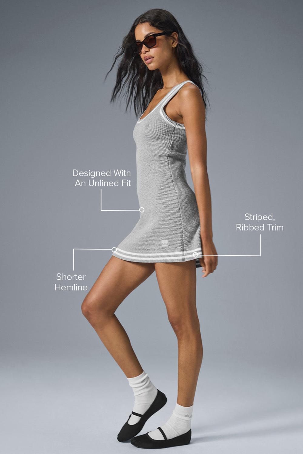 Vestido Alo Yoga Tennis Club Sweater Knit Mujer Gris Blancas | España  SYGW-57291