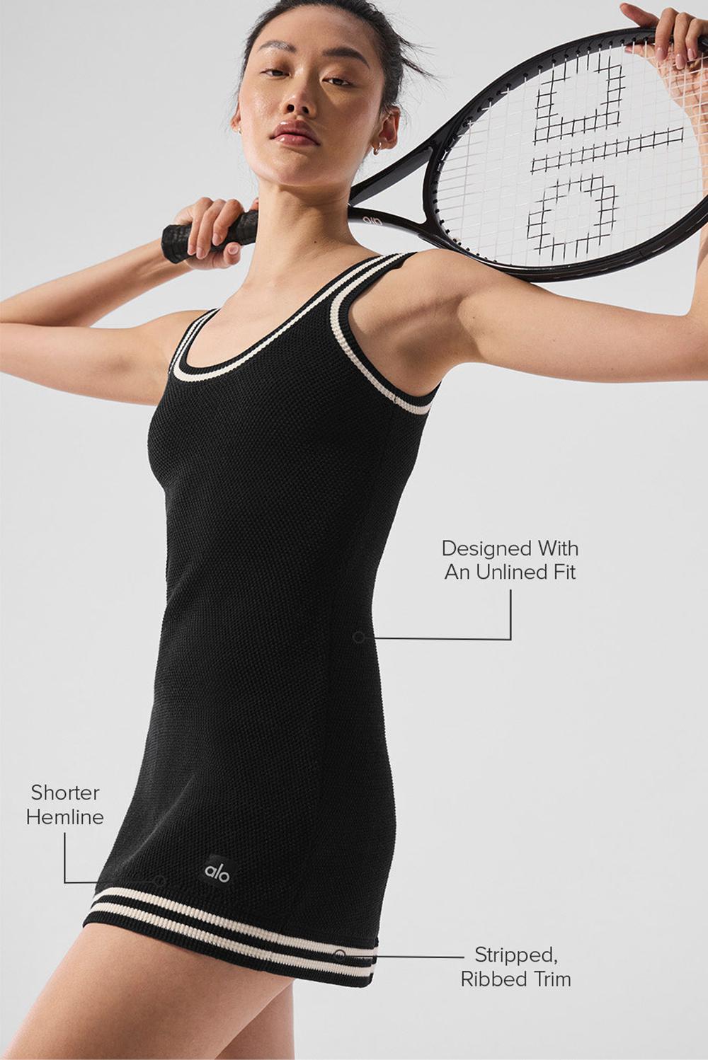 Vestido Alo Yoga Tennis Club Sweater Knit Mujer Negras | España  UBJH-59430